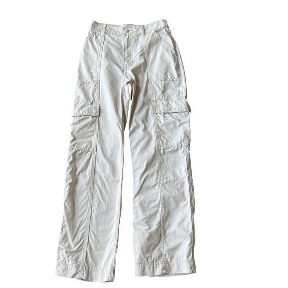 Vintage Abercrombie & Fitch Womens Y2K 27 US 4 Cream Utility Cargo Khaki Pants - Picture 1 of 14